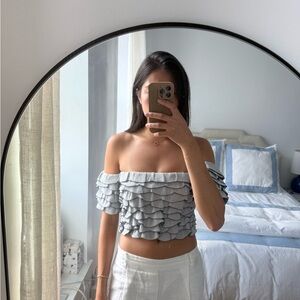 Club Monaco Ruffled Off-Shoulder Top